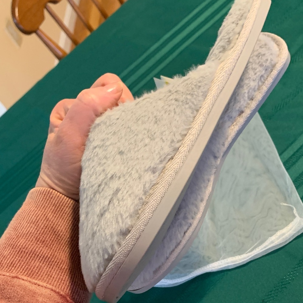 Flora Nikrooz Plush Pale Blue Slip-On Slippers - Picture 4 of 9